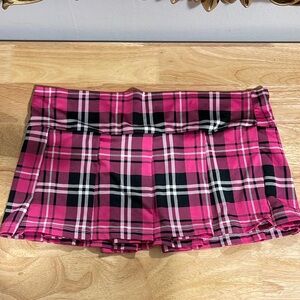 Trendy Pink Plaid Mini Skirt